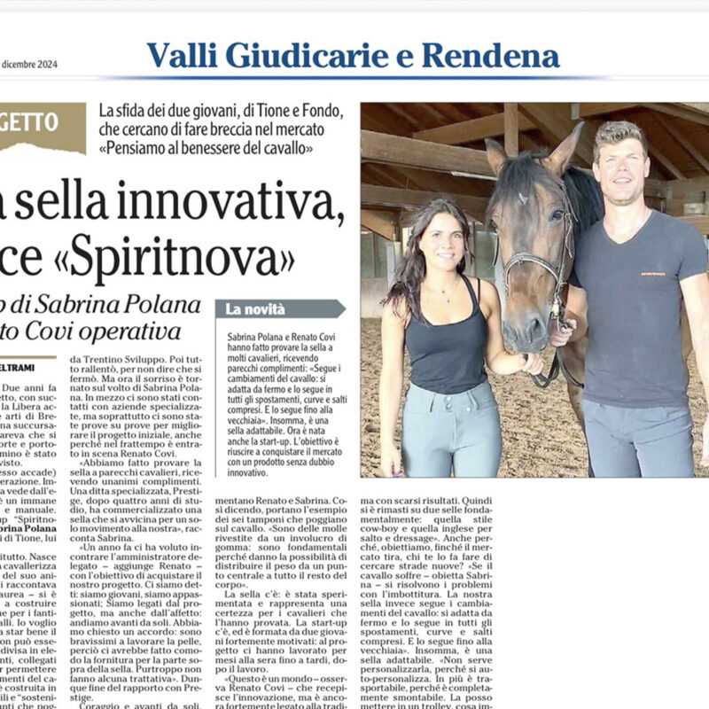 rassegna stampa una sella innovativa nasce Spiritnova