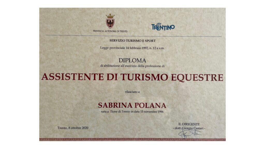 ASSISTENTE DI TURISMO EQUESTRE POLANA SABRINA