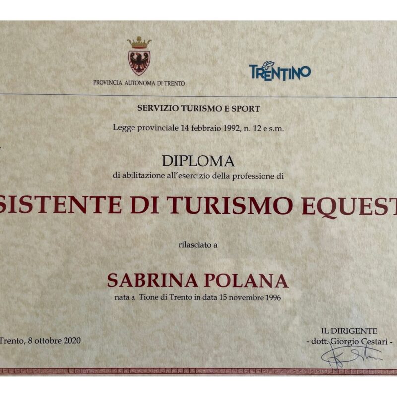 ASSISTENTE DI TURISMO EQUESTRE POLANA SABRINA